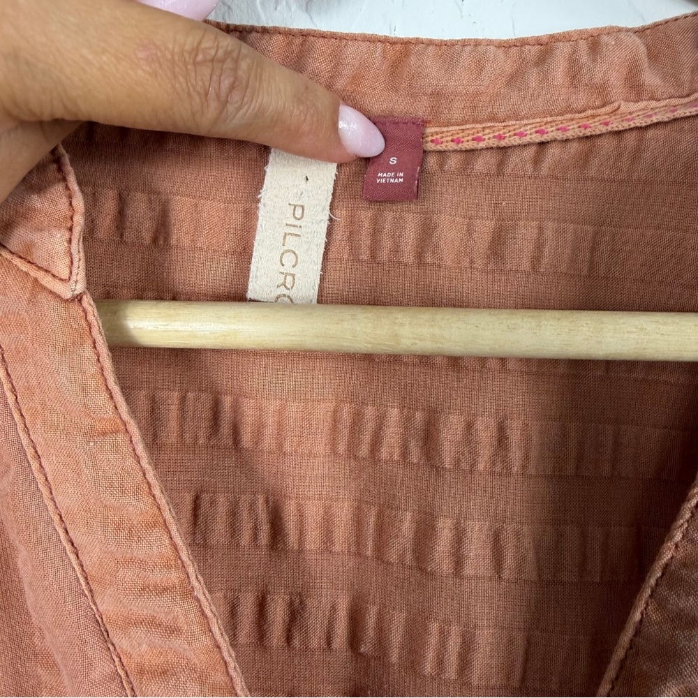 Pilcro and‎ the Letterpress Textured Henley Tunic Top Terracotta Orange Small - Picture 4 of 8